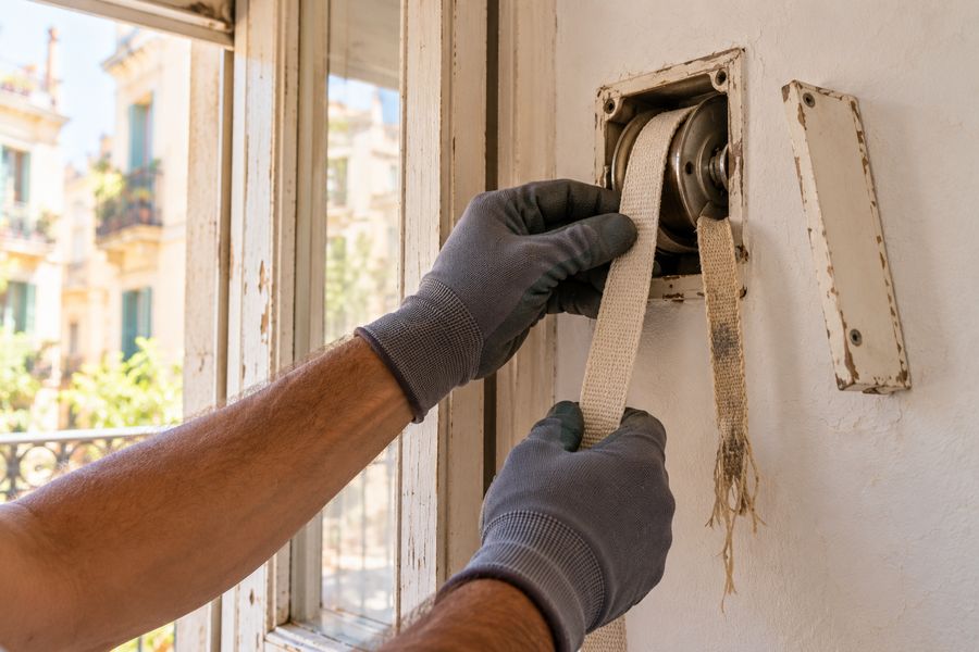 Cambio de la cinta de una persiana en el recogedor de la pared