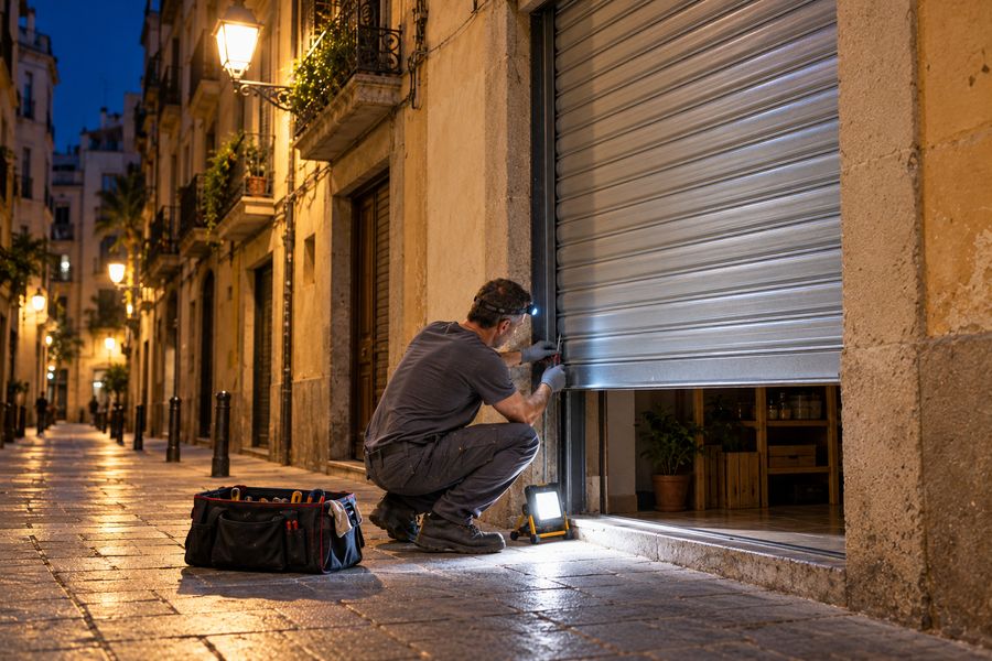 Urgencia nocturna: persiana metálica de un local que no bajaba, ya en reparación